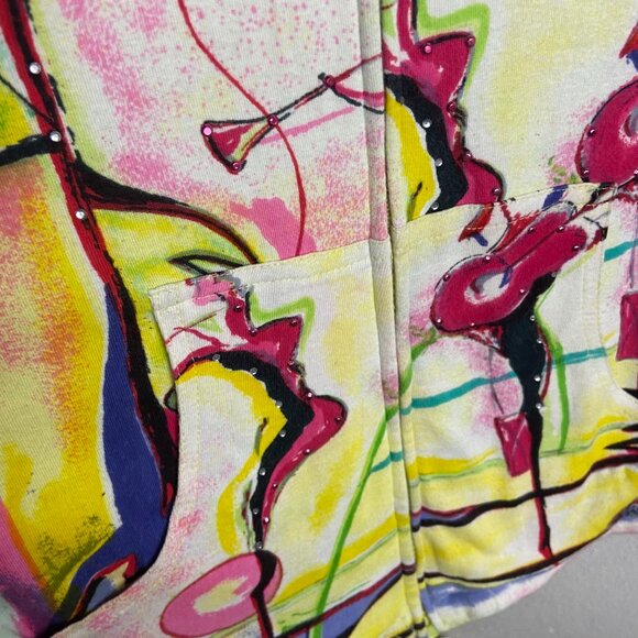 Parsley & Sage Size Xl Full Zip Sweatshirt Yellow Abstract Print Artsy Colorful - Picture 6 of 8